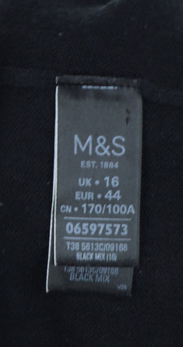 Marks & Spencer Women Black Size 16 Beaded Jewel Knit Jumper
