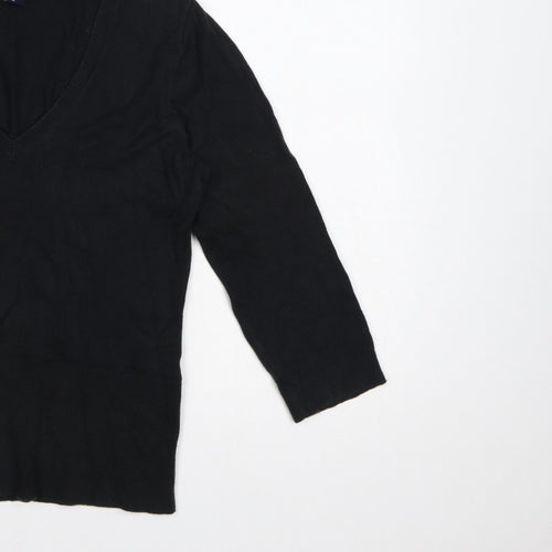 GAP Women’s Black M V-Neck 3/4 Sleeve Knit Pullover Jumper