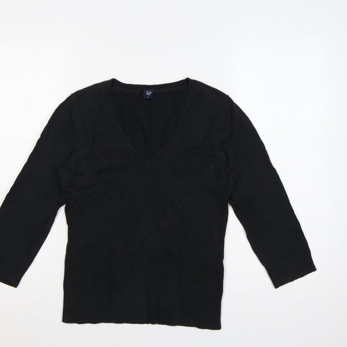 GAP Women’s Black M V-Neck 3/4 Sleeve Knit Pullover Jumper