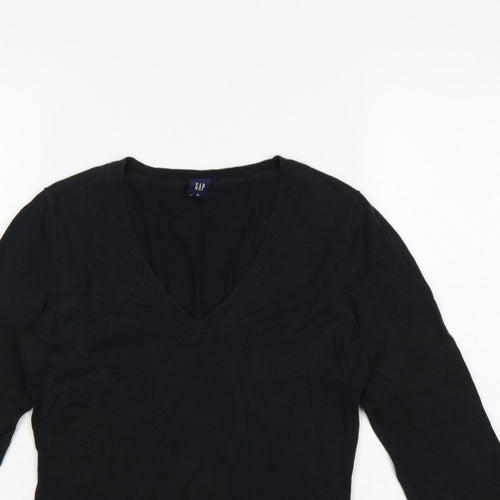 GAP Women’s Black M V-Neck 3/4 Sleeve Knit Pullover Jumper