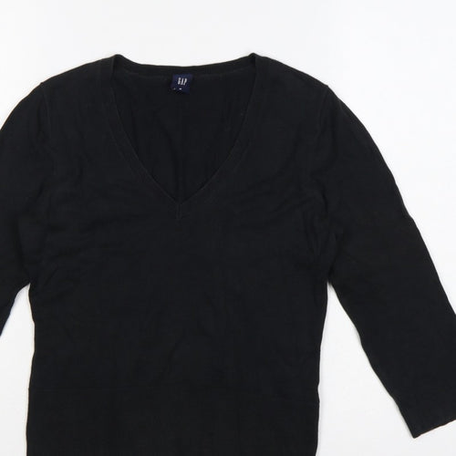 GAP Women’s Black M V-Neck 3/4 Sleeve Knit Pullover Jumper