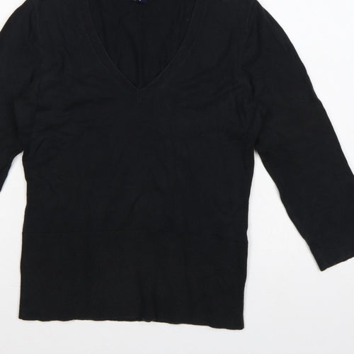 GAP Women’s Black M V-Neck 3/4 Sleeve Knit Pullover Jumper