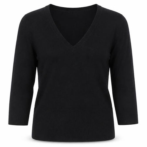 GAP Women’s Black M V-Neck 3/4 Sleeve Knit Pullover Jumper