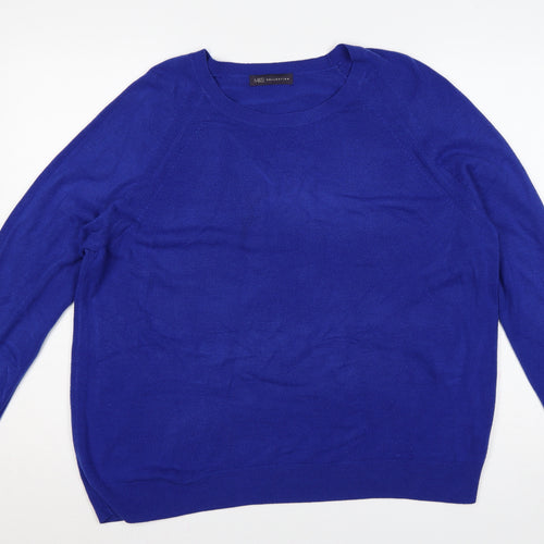 Marks and Spencer Women’s Blue Size 20 Crew Neck Raglan Knit Jumper