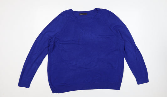 Marks and Spencer Women’s Blue Size 20 Crew Neck Raglan Knit Jumper