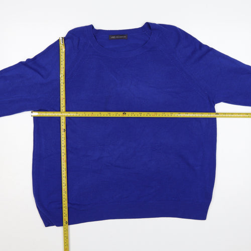 Marks and Spencer Women’s Blue Size 20 Crew Neck Raglan Knit Jumper