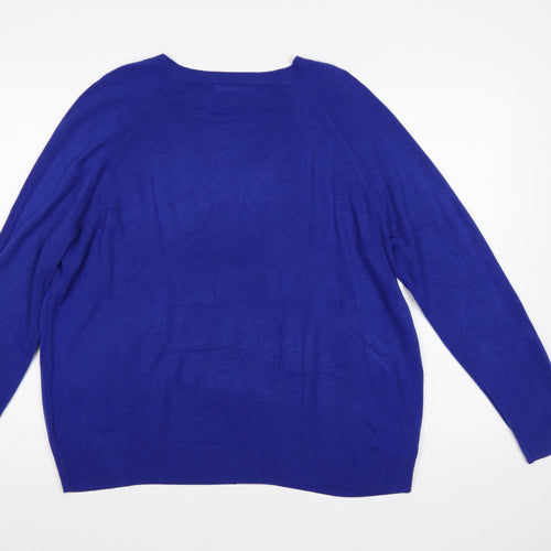 Marks and Spencer Women’s Blue Size 20 Crew Neck Raglan Knit Jumper