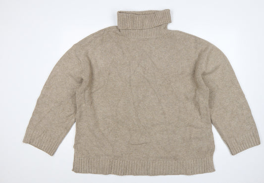Marks & Spencer Women Beige XL Roll Neck Knit Jumper