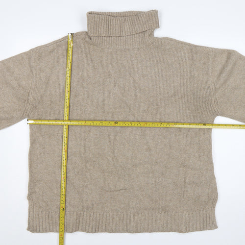 Marks & Spencer Women Beige XL Roll Neck Knit Jumper