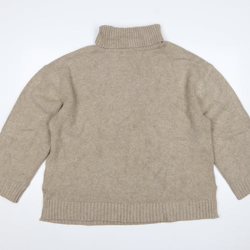 Marks & Spencer Women Beige XL Roll Neck Knit Jumper