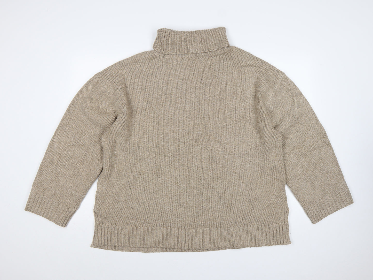 Marks & Spencer Women Beige XL Roll Neck Knit Jumper