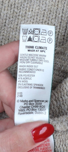 Marks & Spencer Women Beige XL Roll Neck Knit Jumper