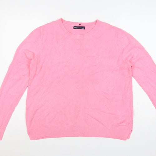 Marks and Spencer Women Pink Size 16 Crew Neck Knit Pullover Jumper