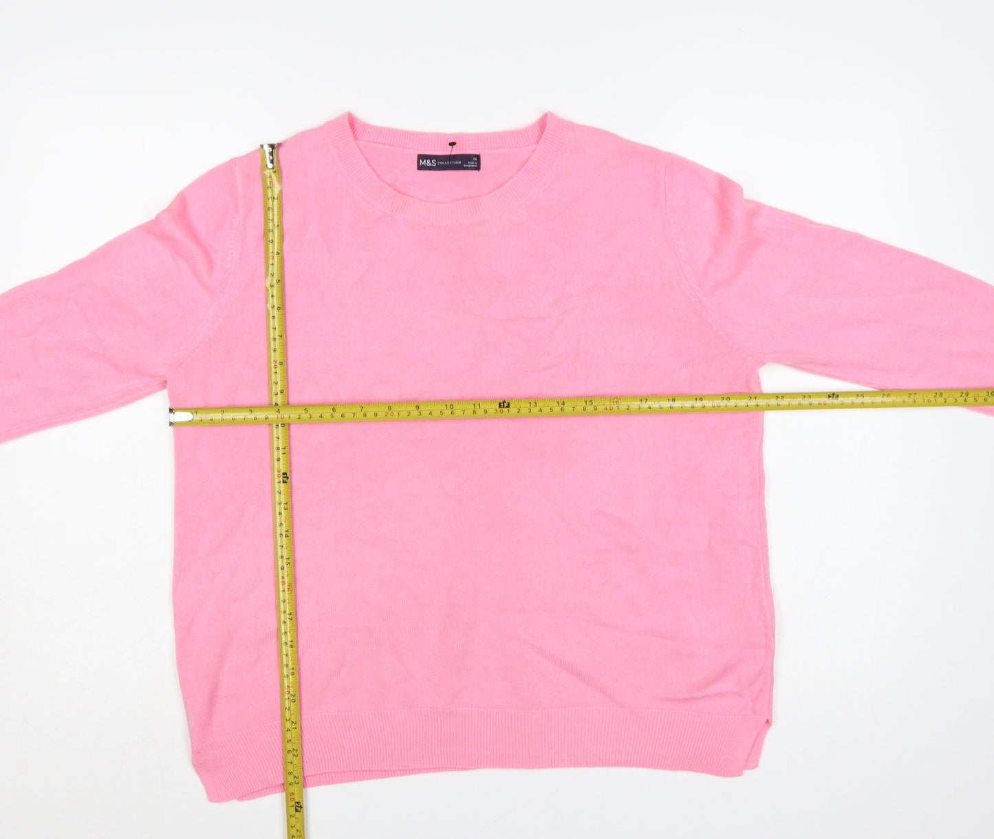 Marks and Spencer Women Pink Size 16 Crew Neck Knit Pullover Jumper