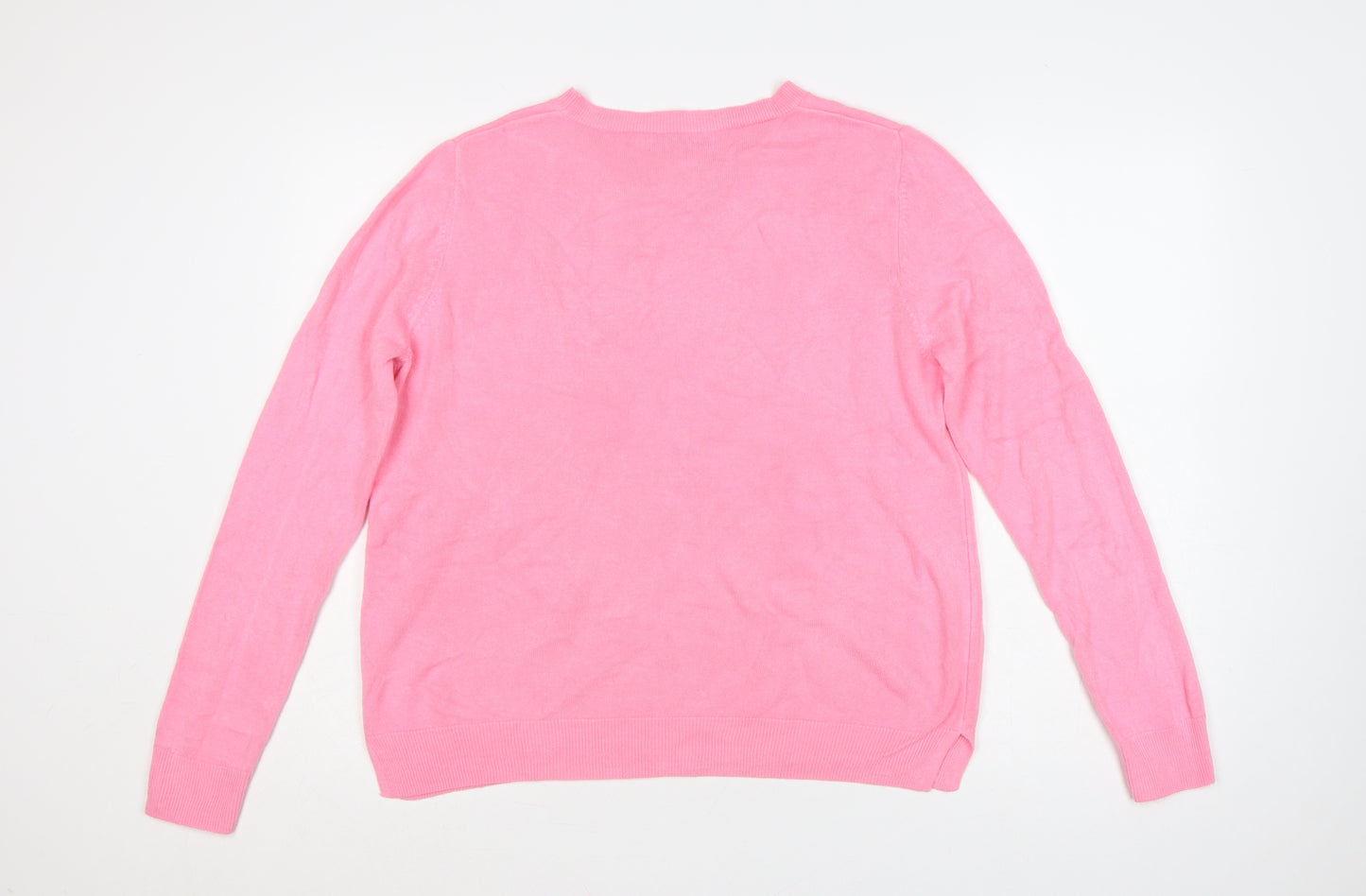 Marks and Spencer Women Pink Size 16 Crew Neck Knit Pullover Jumper