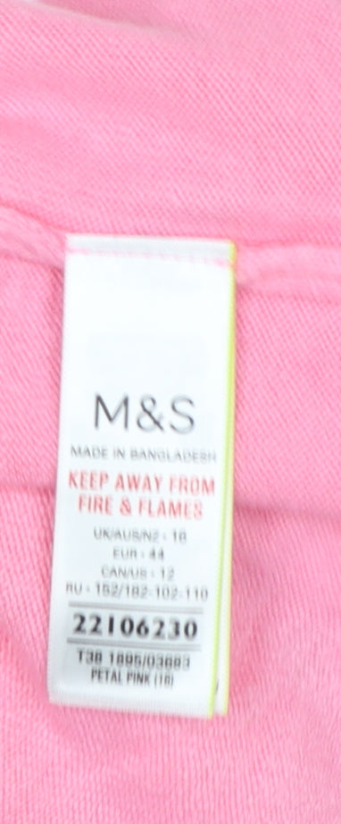 Marks and Spencer Women Pink Size 16 Crew Neck Knit Pullover Jumper