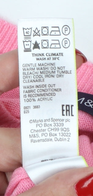 Marks and Spencer Women Pink Size 16 Crew Neck Knit Pullover Jumper