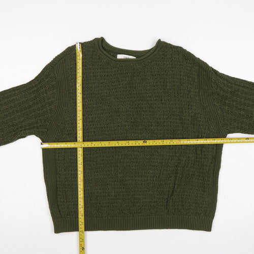 Marks & Spencer Women Green M Cotton Knit Crew Neck Jumper