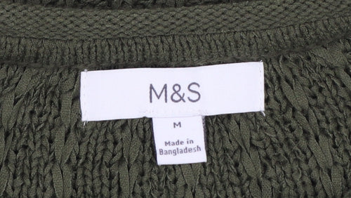 Marks & Spencer Women Green M Cotton Knit Crew Neck Jumper