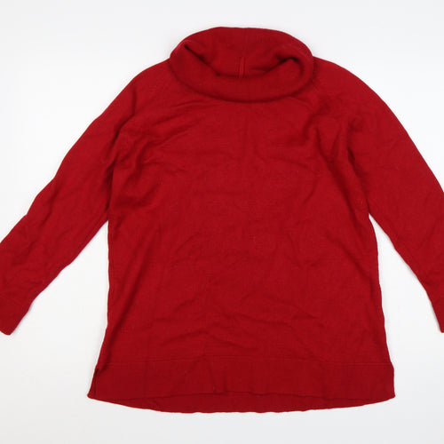 Marks and Spencer Women Red UK 14 Wool Blend Roll Neck Jumper