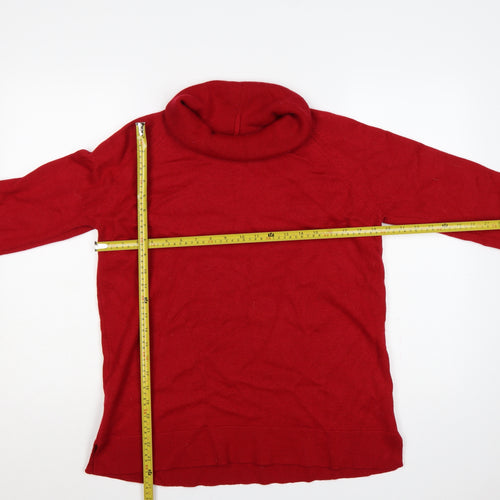 Marks and Spencer Women Red UK 14 Wool Blend Roll Neck Jumper