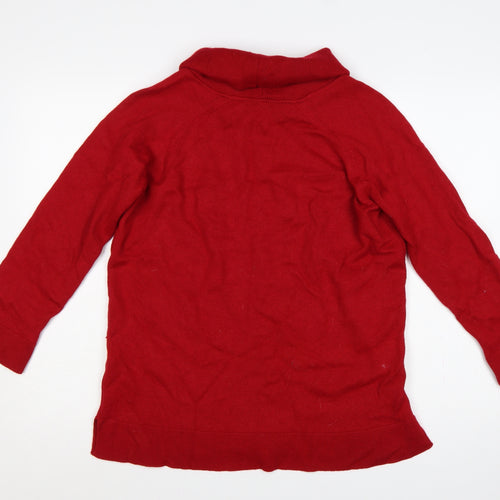 Marks and Spencer Women Red UK 14 Wool Blend Roll Neck Jumper