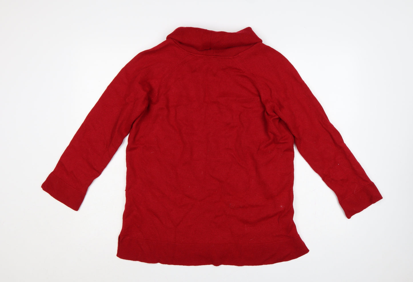 Marks and Spencer Women Red UK 14 Wool Blend Roll Neck Jumper
