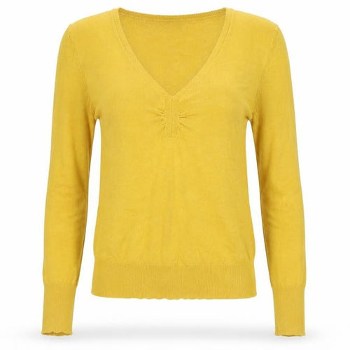 Dorothy Perkins Women Yellow UK 8 V-Neck Long Sleeve Knit Jumper