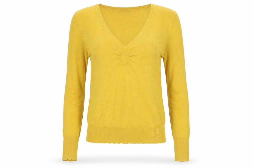 Dorothy Perkins Women Yellow UK 8 V-Neck Long Sleeve Knit Jumper