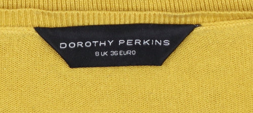Dorothy Perkins Women Yellow UK 8 V-Neck Long Sleeve Knit Jumper