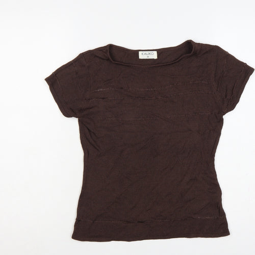 Kaliko Women’s Brown Knit Dolman Short Sleeve Jumper UK 10