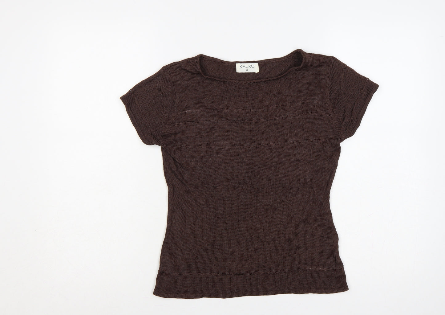 Kaliko Women’s Brown Knit Dolman Short Sleeve Jumper UK 10