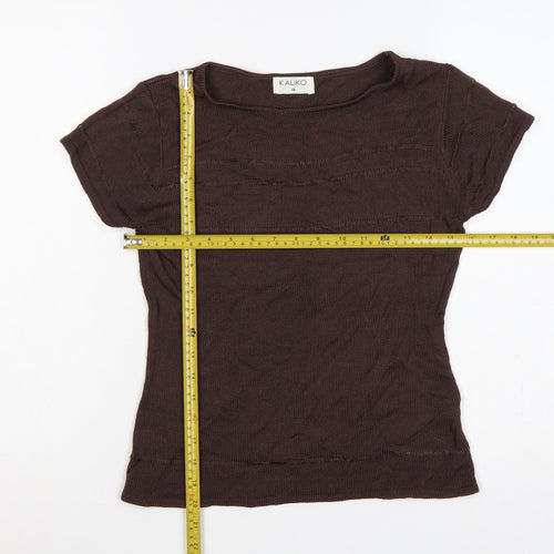 Kaliko Women’s Brown Knit Dolman Short Sleeve Jumper UK 10