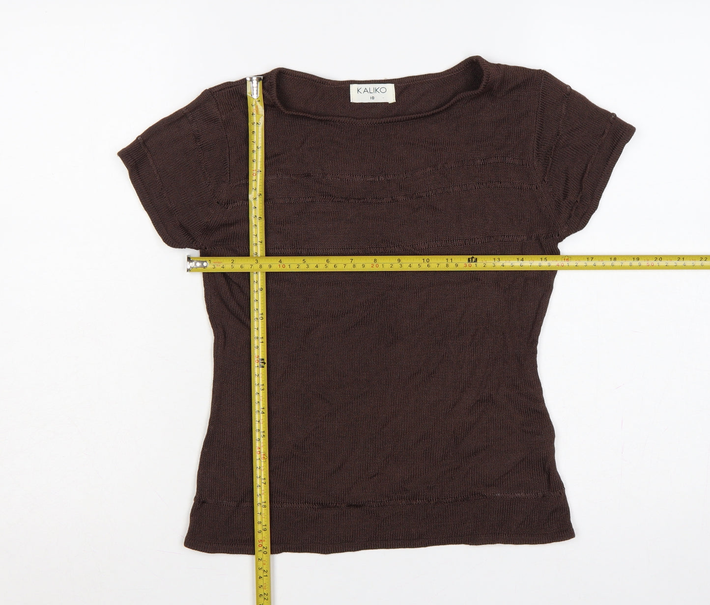Kaliko Women’s Brown Knit Dolman Short Sleeve Jumper UK 10