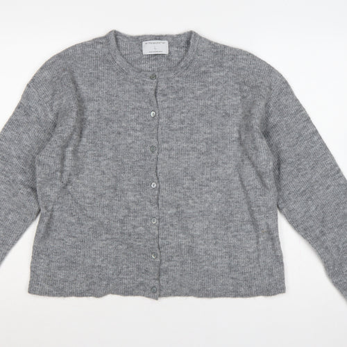 Primark Edit Women Grey L Button Front Knit Cardigan Long Sleeve