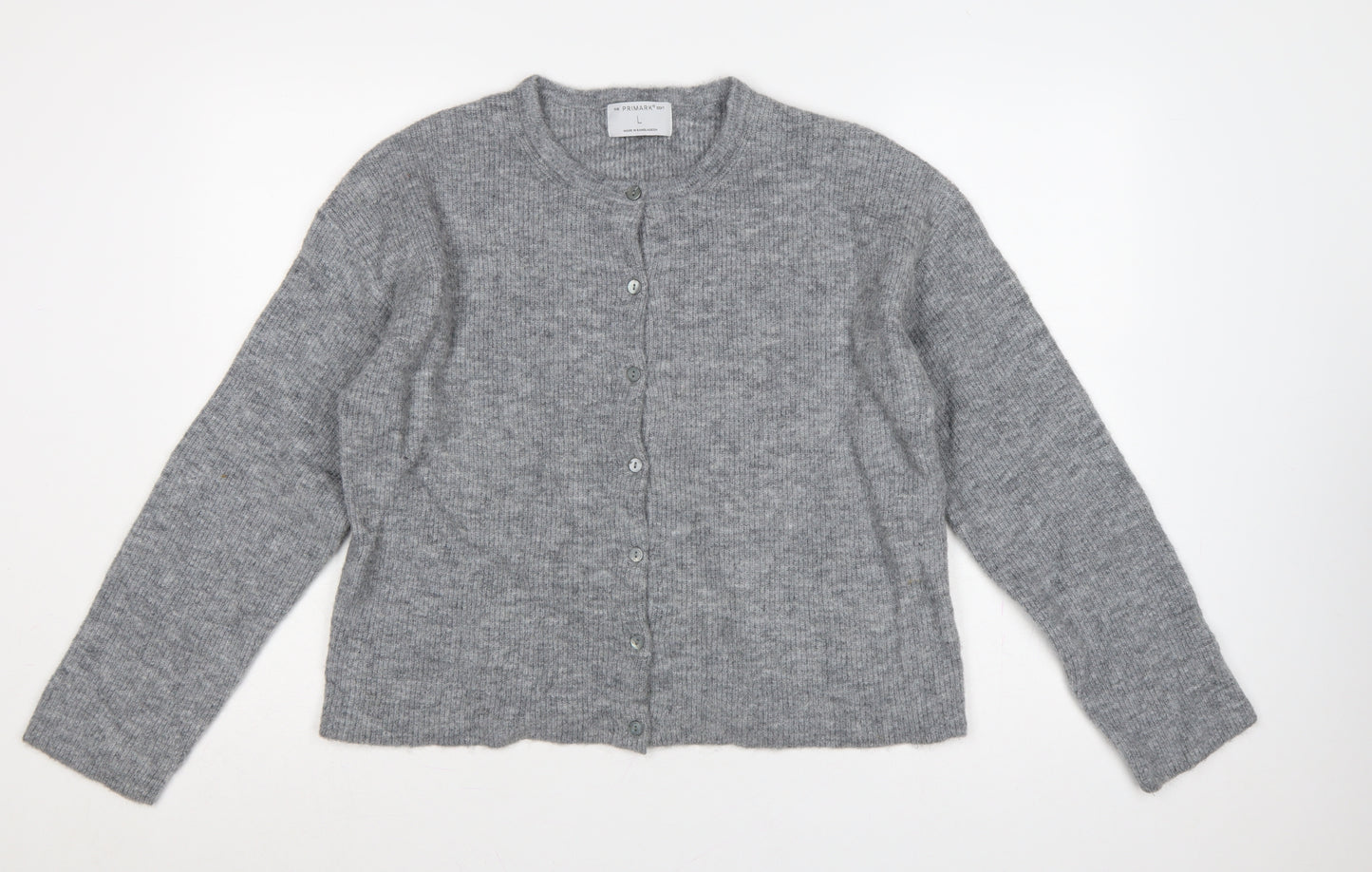 Primark Edit Women Grey L Button Front Knit Cardigan Long Sleeve