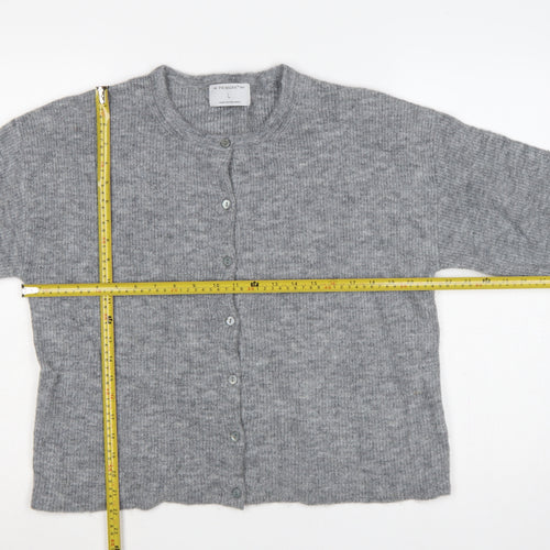 Primark Edit Women Grey L Button Front Knit Cardigan Long Sleeve
