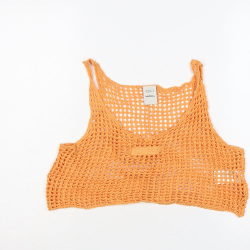 ietsfrans... Women Orange S Crochet Sheer Camisole Tank Top