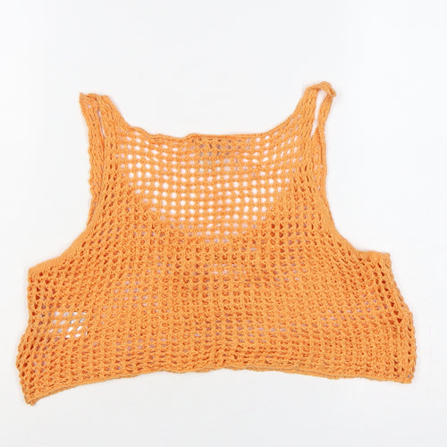 ietsfrans... Women Orange S Crochet Sheer Camisole Tank Top