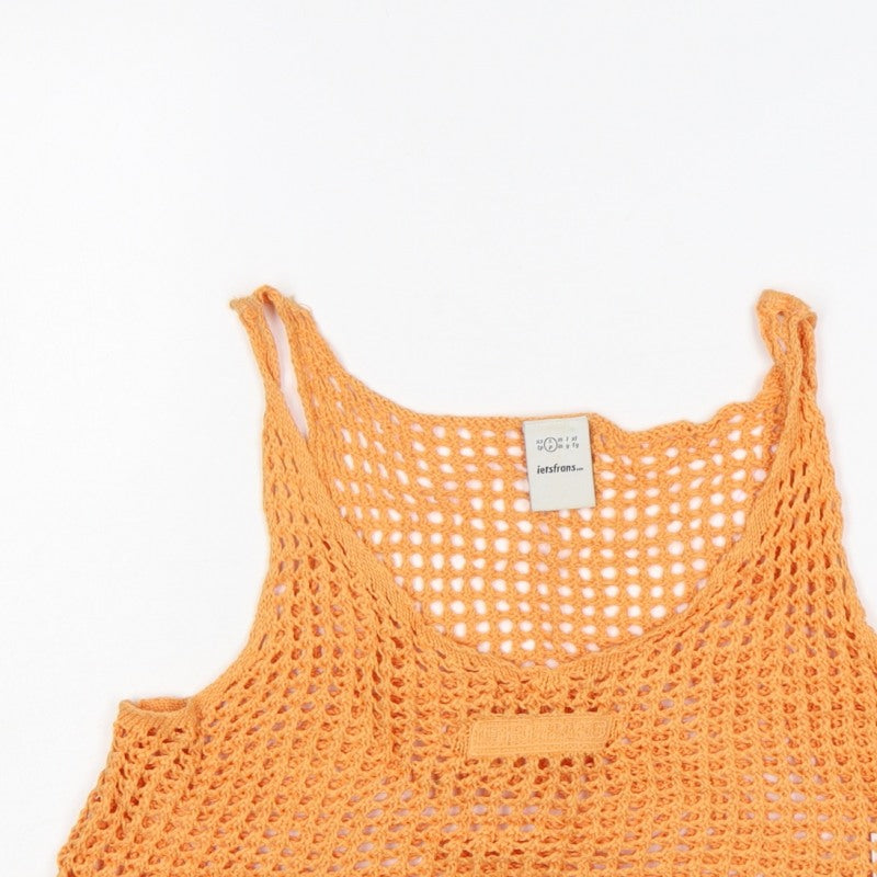 ietsfrans... Women Orange S Crochet Sheer Camisole Tank Top