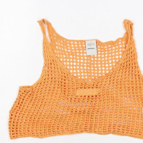 ietsfrans... Women Orange S Crochet Sheer Camisole Tank Top
