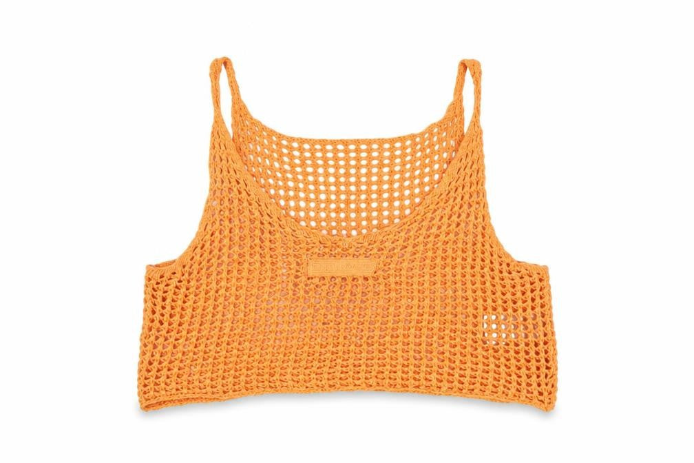 ietsfrans... Women Orange S Crochet Sheer Camisole Tank Top
