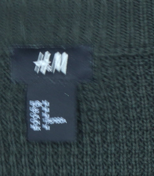H&M Men’s Green M Waffle Knit Crew Neck Pullover Jumper