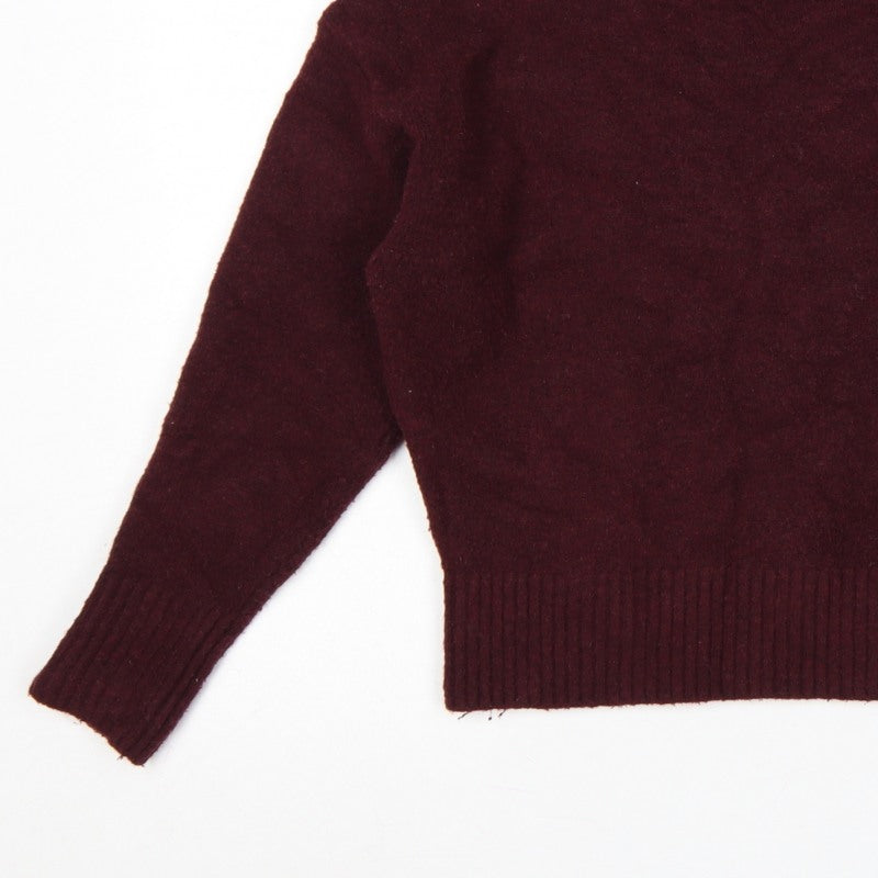 Zara Women Burgundy XS High Neck Knit Pullover Jumper Long Sleeve