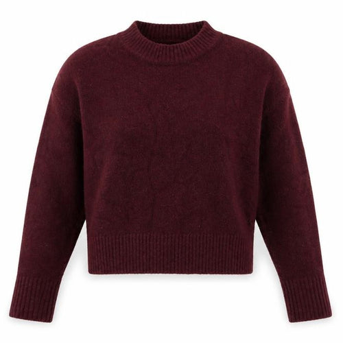 Zara Women Burgundy XS High Neck Knit Pullover Jumper Long Sleeve