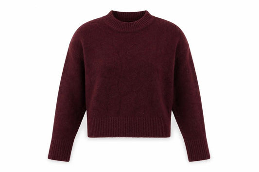 Zara Women Burgundy XS High Neck Knit Pullover Jumper Long Sleeve