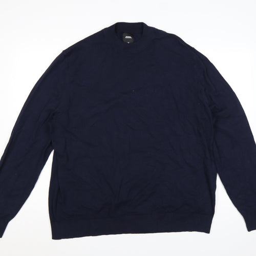 Burton Menswear London Men’s Navy Blue 2XL High Neck Cotton Jumper