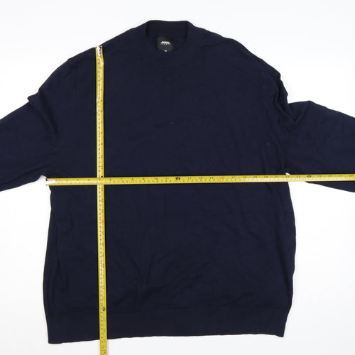 Burton Menswear London Men’s Navy Blue 2XL High Neck Cotton Jumper