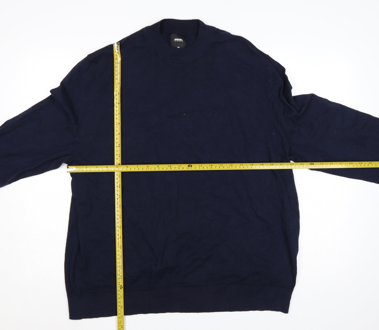 Burton Menswear London Men’s Navy Blue 2XL High Neck Cotton Jumper