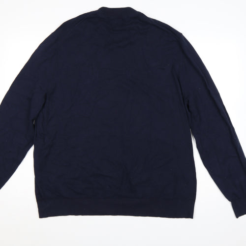 Burton Menswear London Men’s Navy Blue 2XL High Neck Cotton Jumper